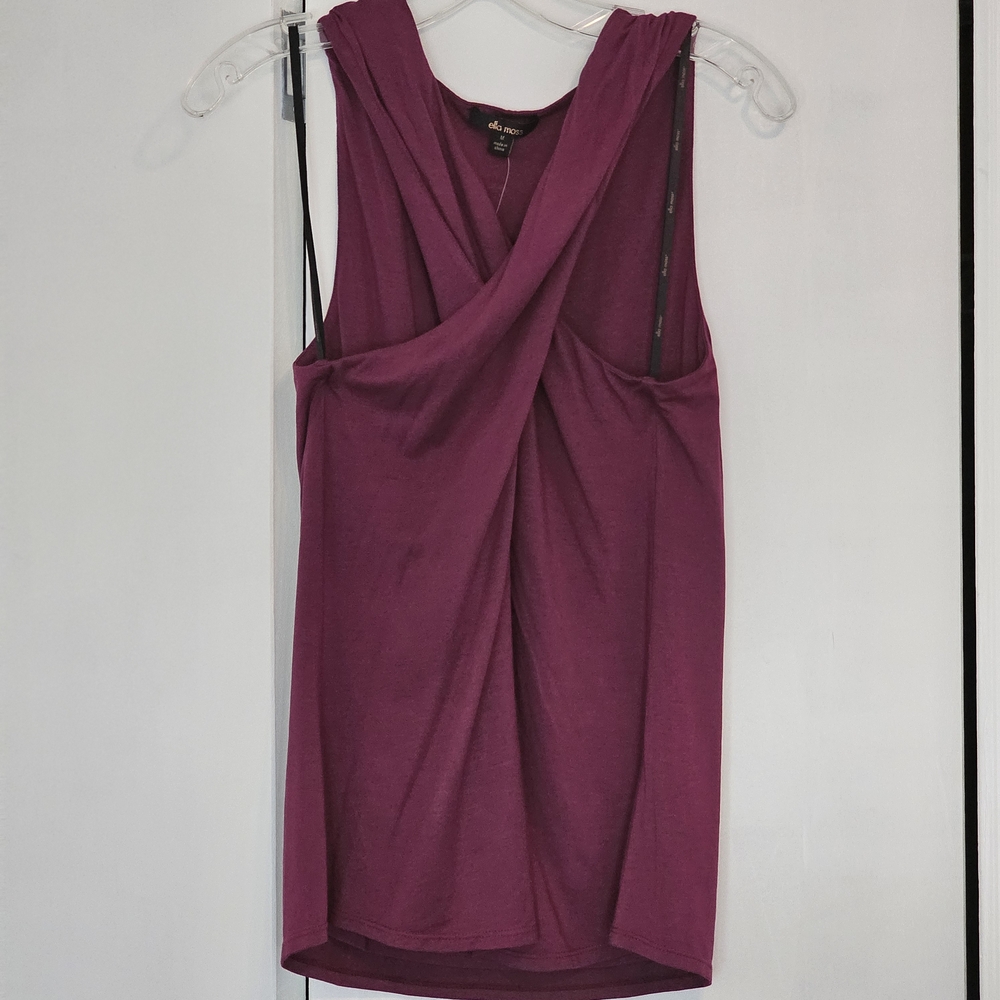 Ella Moss Draped Tank Top in Deep Magenta